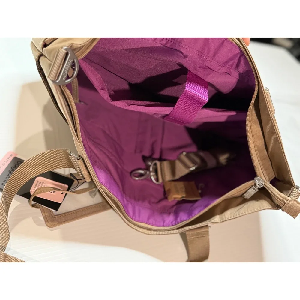 Baggallini Avenue Tote Bag Beach Taupe Convertible Laptop‎ Travel Work Comfort